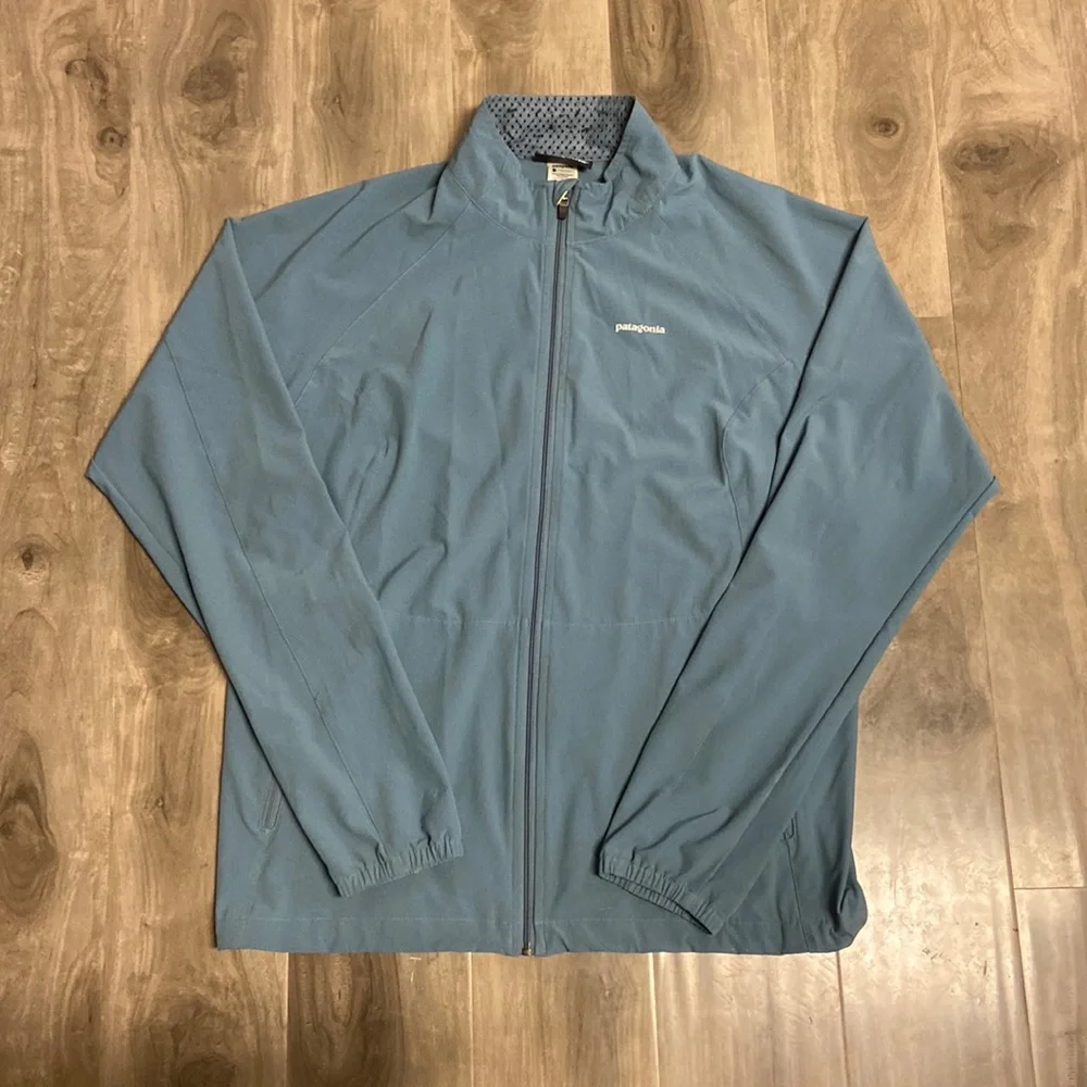 Patagonia Women Outdoor Zip Up Lightweight Shell Jacket Size XL Blue Lightweight